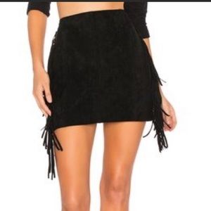 Black Fringe Mini Skirt